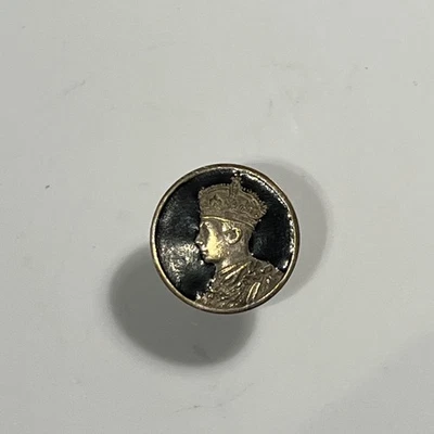 Antique Silver & Enamel Prakash Button Factory Deccan Features Kings Head  20mm  - Image 1 of 4
