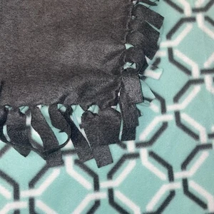 Coperta Cravatta Geometrica Modello Ottagonale Fatta a Mano Lunga Verde Verde Blu Chiaro Grigio - Foto 1 di 5