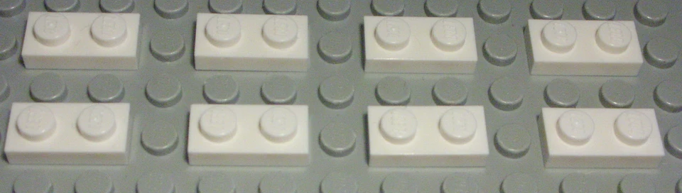 Lego Plate 1x2 White 8 Pieces - Image 1 of 1