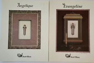 2 JUST*NAN CROSS STITCH ANGEL PATTERNS EVANGELINE & ANGELIQUE *UNUSED* - Picture 1 of 4