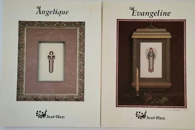 2 JUST*NAN CROSS STITCH ANGEL PATTERNS EVANGELINE & ANGELIQUE *UNUSED*  - Image 1 of 4
