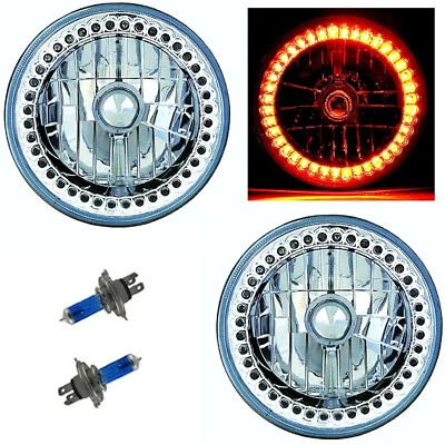 7" halógeno ámbar LED halo anillo ojo de ángel faro faro bombillas par Img Foto 1 de 4