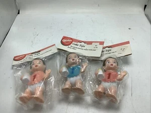 Lot of 3 Vintage Wilton Baby Cake Toppers -- Boy Girl - NOS - Picture 1 of 7