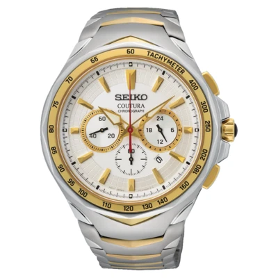 Reloj para hombre Seiko Coutura cronógrafo 45,5 mm acero inoxidable esfera blanca SRWZ24 Foto 1 de 3