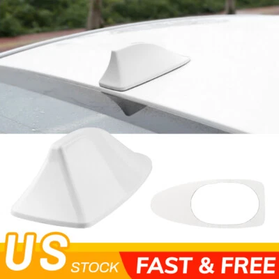 Antena de techo de aleta de tiburón antena señal de radio FM/AM decoración moldura de coche universal blanca Foto 1 de 4