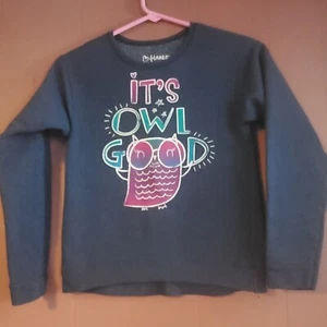 Hanes Girl's Large (10/12) Navy Blue Pullover Sweatshirt "It's Owl Good" - Picture 1 of 5