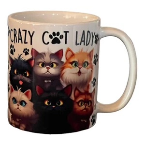Custom Made 11oz Ceramic Coffee-Tea Mug/Cup Crazy Cat Lady~Cat Lover~Paws~Humor - Picture 1 of 4