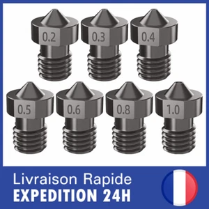 Buse acier trempé M6 compatible extrudeur E3D V5/V6, MK7/MK8/MK9 hotend nozzle - Photo 1/11