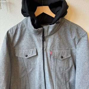Levi's Softshell Hooded Fleece Lined Jacket Mens 2XL XXL Gray Type 3 Style - Picture 1 of 18