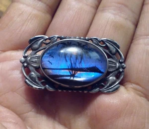 VINTAGE STERLINGSILBER TROPISCHES PARADIES verzierte Rahmenhalterung BROSCHE Anstecknadel - Bild 1 von 5