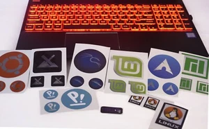 Linux Stickers Emblems Badge Logo Linux Decal Distro Mirrored Finish 3 Pack - Picture 1 of 45