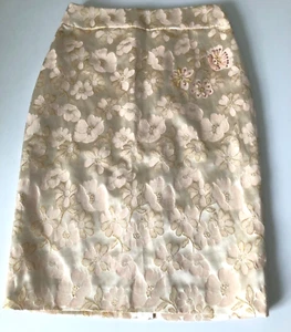Banana Republic Pink Gold Metallic Silk Brocade Floral Pencil Skirt Size 2 NWT - Picture 1 of 6