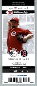 Boston Red Sox vs Cincinnati Reds 8/12/2014 Full Ticket  - Picture 1 of 2