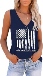 Womens Summer Tops V Neck Tank Tops Sleeveless Basic T Shirt Printed M Wine - Picture 1 of 5