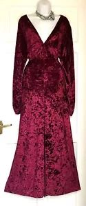 ASOS RICH BURGUNDY VELVET MAXI EVENING OCCASION PARTY DRESS SIZE 24 - Picture 1 of 7