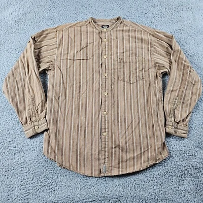 Camisa Dockers De Colección Para Hombres XL Marrón Rayas Cuello con Bandas Manga Larga Informal Años 90 Foto 1 de 4