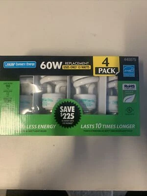 Feit CE13T2 Conserv-Energy 60W Equivalent CFL 13-Watt Light Bulbs, 4-Pack - Image 1 of 2