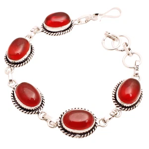 Red Onyx Gemstone Silver Plated Bracelet Handmade Jewelry Gift 18 Gms BR-1020 - Picture 1 of 3