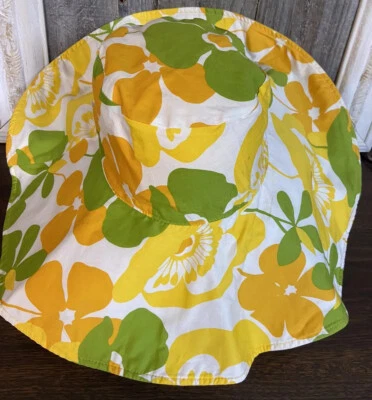 Clinique Womens Floppy Hat Yellow Floral Retro Reversible Limited Edition - Image 1 of 4