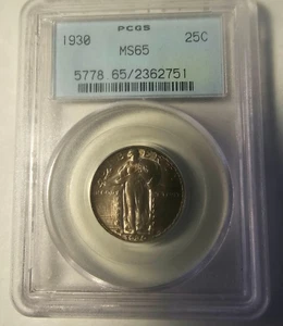 1930 Standing Liberty Quarter PCGS MS-65 Old Blue Holder - OBH - schöner Ton - Bild 1 von 6