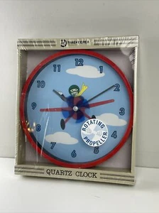 Timekeeper Quartz Clock Kids Childrens Airplane Red Clock Vintage Propeller Spin - Picture 1 of 3