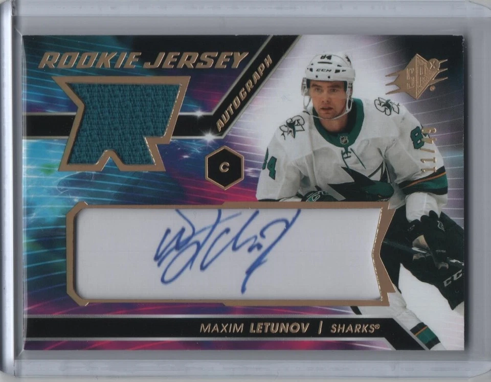 2020-21 SPx Rookie Jersey Autograph Gold Spectrum #ML Maxim Letunov RC 11/49 - Image 1 of 2
