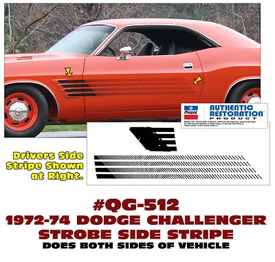 GE-QG-512 1972-74 DODGE CHALLENGE - RAYA ESTROBOSCÓPICA LATERAL DE RALLY - KIT DE CALCOMANÍAS Foto 1 de 2