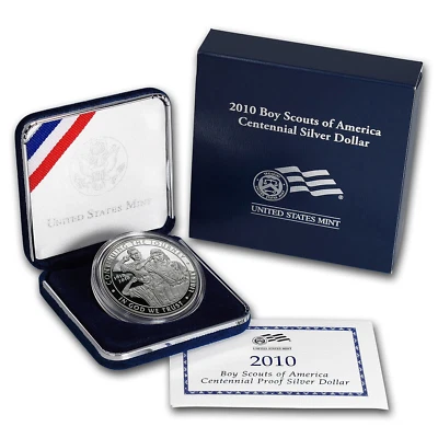 2010-P GEM PROOF BOY SCOUTS OF AMERICA CENTENNIAL COMMEMORATIVE SILVER DOLLAR - Image 1 of 3