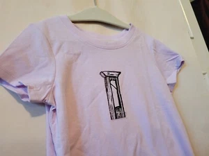 5T Guillotine Kids shirt Light Purple short sleeve hand made block printed - Picture 1 of 4