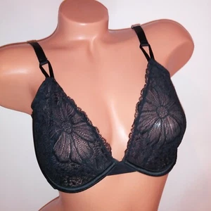 Sujetador Victoria Secret Sin Forro Demi Negro Encaje Con Aros Nuevo - Imagen 1 de 9