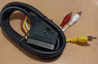 SCART Adaptor AV Block To 3 RCA Phono Composite  With In/Out Switch  - Image 1 of 2