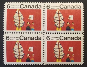 Stamps Canada Mint: #525i 6c Christmas '70 centre block of 4 VF MNH - Picture 1 of 1