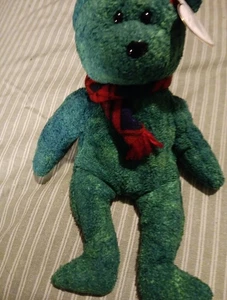 TY Beanie Orso Wallace Verde Pensionato Bambino 1999 con Etichetta Vacanze Inverno - Foto 1 di 3