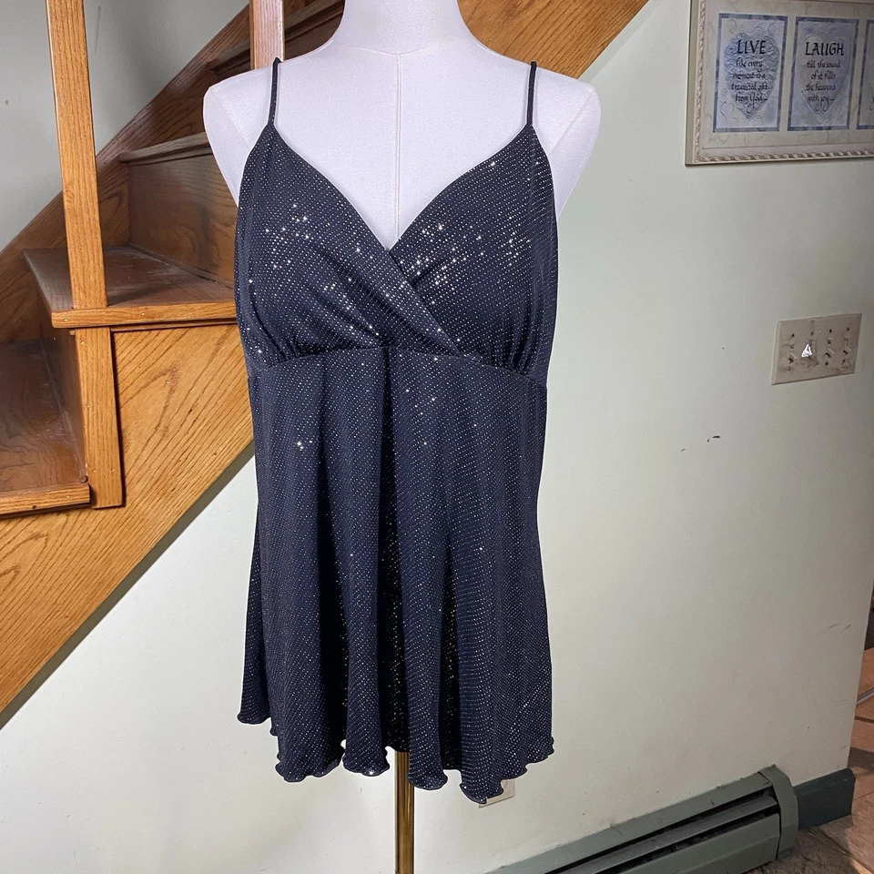 Camisola Babydoll Studio 1940 para mujer talla L Y2K negra brillante Whimsygoth Fairy Foto 1 de 4