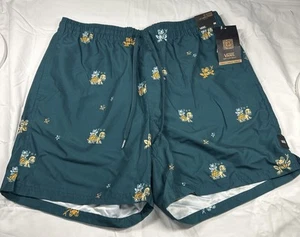Vans Mixed Volley Shorts 16” Deep Teal with Turtle Frog Print 0A3W4K Medium - Picture 1 of 4