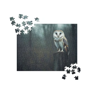 Barn Owl Puzzle Gothic Dark Forest Foggy Woods Pagan Wiccan 252 Piece Jigsaw - Picture 1 of 7