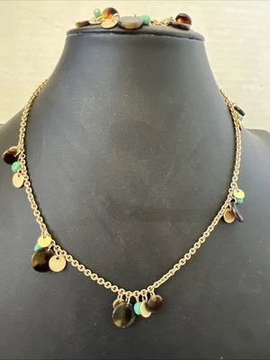 Ralph Lauren Turquesa Tortuga Shell Dijes Collar 18” y Pulsera Foto 1 de 4