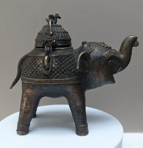 Vintage Antique? Heavy Bronze Ethnic Indian Elephant Incense Burner Storage - Picture 1 of 16