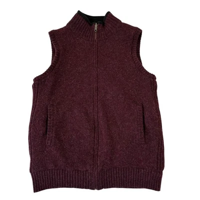 Pendleton Mens Shetland Wool Reversible Vest Size S Burgundy Black Fleece Pocket - Image 1 of 4