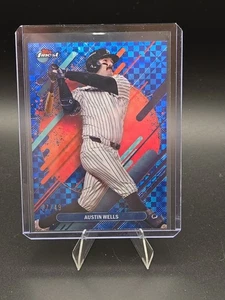 2025 Topps Finest Blue Ckecker Board Austin Wells  27/49 - Picture 1 of 3