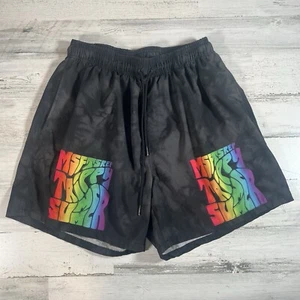 MSFTSrep Herren Trippy Sommer Shorts schwarz Regenbogen Größe Large 6” Schrittlänge - Bild 1 von 6