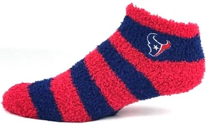 Houston Texans Football Red & Navy Striped Fuzzy Soft Sleep Socks - Picture 1 of 3