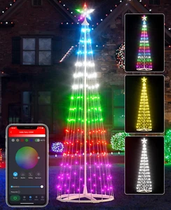 Árbol Cono de Navidad Exterior Inteligente 8FT 340 LED, Hello Fairy APP HÁGALO USTED MISMO Color Prelit - Imagen 1 de 13