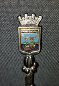 Vintage ☆Saint-Tropez☆ EMAILLE Souvenirlöffel - SELTENES DESIGN - Frankreich Riviera - Bild 1 von 12