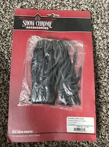 Show Chrome 12 inches long Leather Lever Laces for Honda/Yamaha/Suzuki 17-110 - Picture 1 of 6