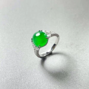 【KATHY JADE】 Icy Emerald Green Jadeite Jade Ring 《US size : 6.75》《Grade A》 - Picture 1 of 1