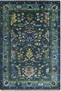 Antique Indo Grey/Blue Oushak Hand-Knotted Rug to decor living room ethnic rugs. - Picture 1 of 10