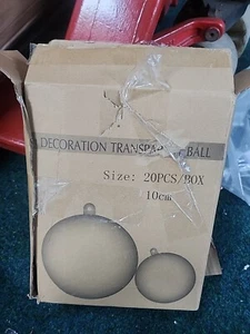 20 CLEAR PLASTIC FILLABLE ROUND BAUBLES 10CM FAVOURS CHRISTMAS DECORATION GIFTS - Picture 1 of 4