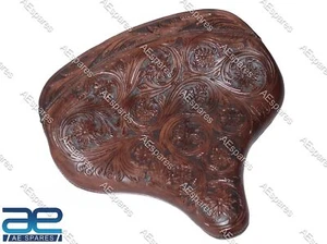 Pour Harley Wla Wlc Wl Knucklehead Cuir Fleur Sculpté Solo Siège Foncé Brun @ US - Photo 1/12