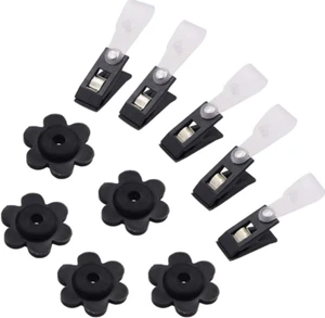 10 Pack Garden Flag Rubber Stoppers and Adjustable Anti-Wind Clips - Flag Stops - Picture 1 of 12